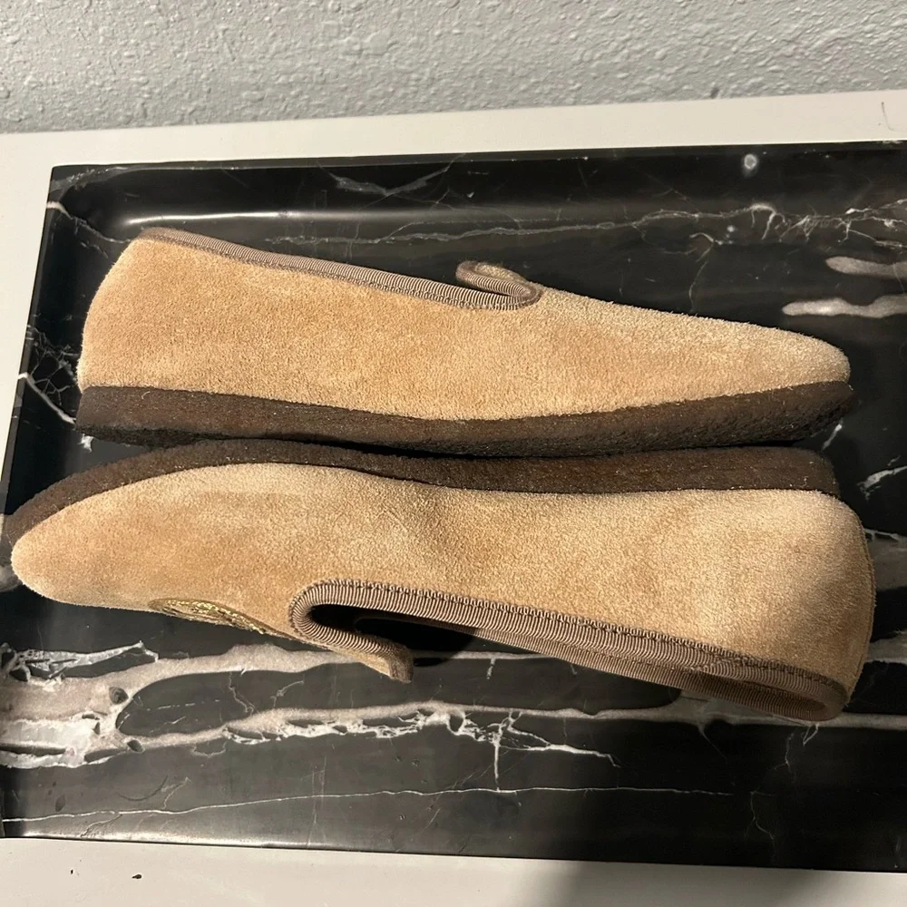 Tory Burch Billy Real Suede Shearling Slippers Logo 8 - Picture 6 of 12